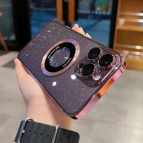 Electroplating Glitter Magnetic Magnifying Glass Phone Case - Image 6