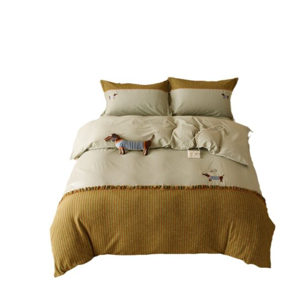 120 Brushed Four-piece Set Embroidered Cotton Quilt Cover Bedding - Image 6