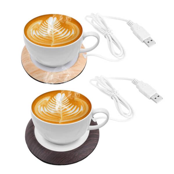 Metal Wood Grain Thermal Cup Pad Usb Coffee Milk Warmer Office Home Warm-keeping Water Cup Heating Base - Image 9