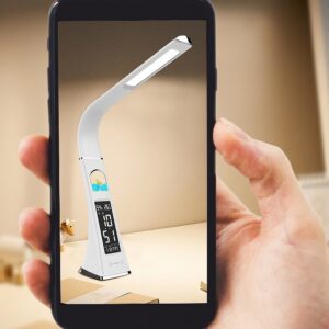 LCD Night Light Crystal Leather Desk Lamp Office