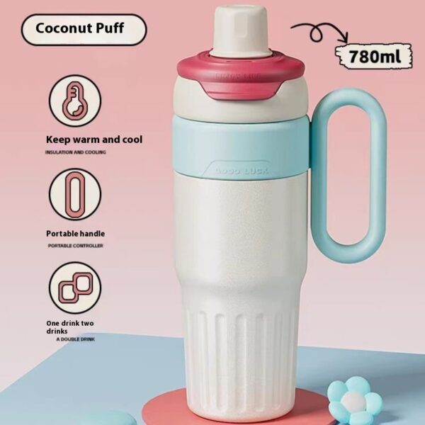 780ml Gradient Double Drink Thermal Cup Stainless Steel With Lid Coffee Cup Thermos Large Capacity Straw Cup For Male And Female - Image 7
