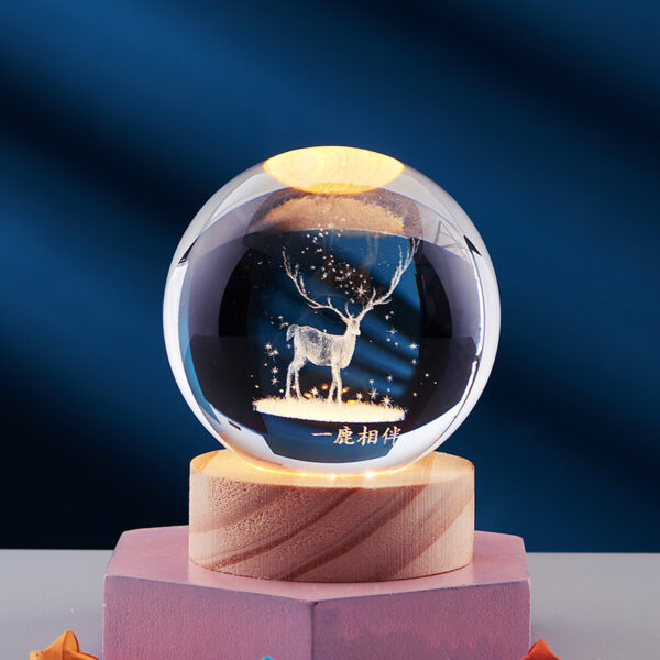 Crystal Ball 3D Inner Carved Solar System Glowing Night Lights Warm Bedside Light Festival And Kid Gift Night Lamp - Image 8