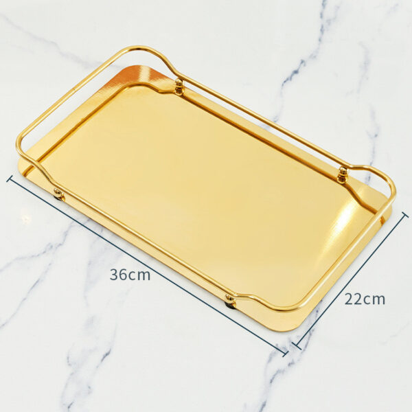 Light Luxury Style Nordic Golden Rectangular Tray Living Room Tea Home Dining Table Storage Products - Image 2
