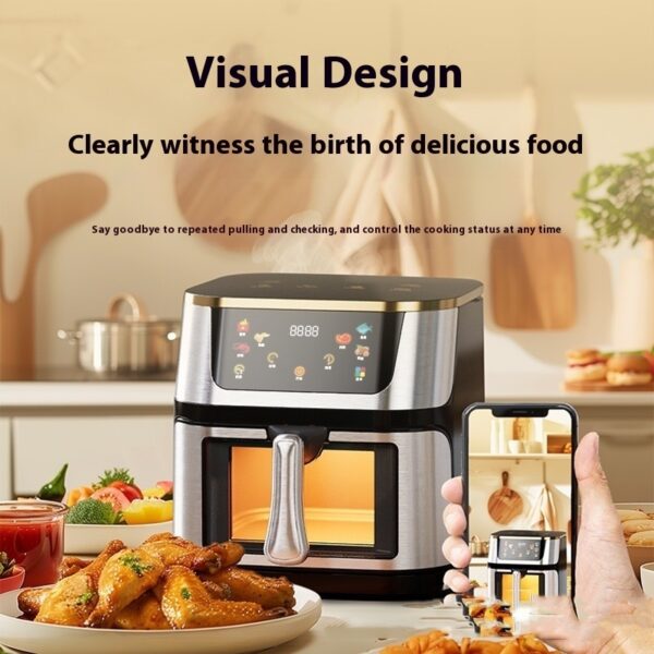 12L English Large Capacity Visible Stainless Steel Household Air Fryer - Image 2