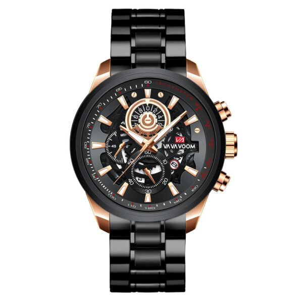 Quartz Watch For Men Black Gold Man Business Non Automatic Machine - Image 2