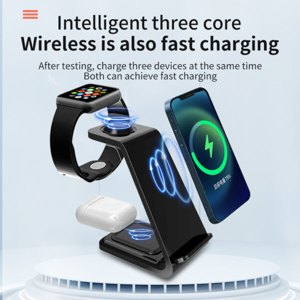 3-in-1 Multi-functional Upright Mobile Phone Holder Dual Coil Wireless Charger - Image 7