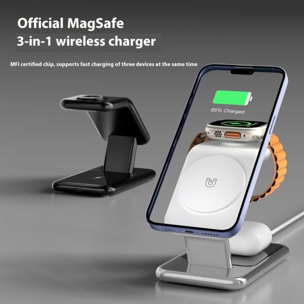 Magnetic Bracket Wireless Charger Three-in-one Earphone Watch Charger - Image 4