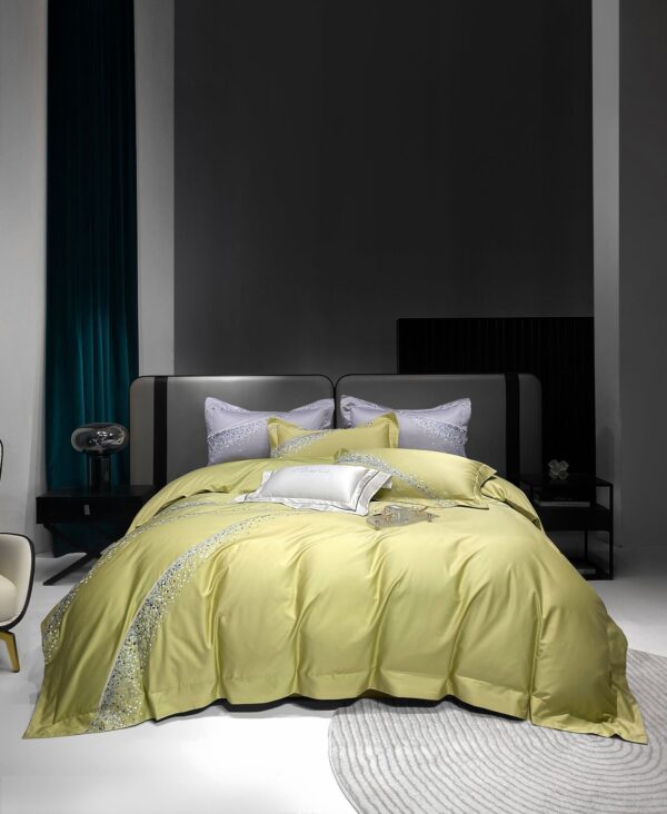 120 Long-staple Cotton Four-piece Set High-grade Simple Embroidery Light Luxury Quilt Cover Bed Sheet Bedding - Image 9