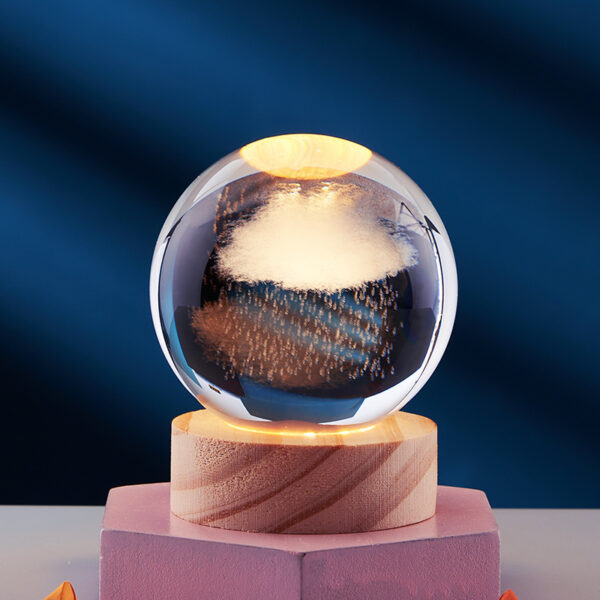 Crystal Ball 3D Inner Carved Solar System Glowing Night Lights Warm Bedside Light Festival And Kid Gift Night Lamp - Image 9