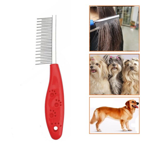 Dog Or Cat Comb Grooming With Short And Long Teeth Dematting Knots Tangles Remover Combs Detangler Tool Suitable For Dogs Cats Poodle HorseStainless Steel Pin - Image 3