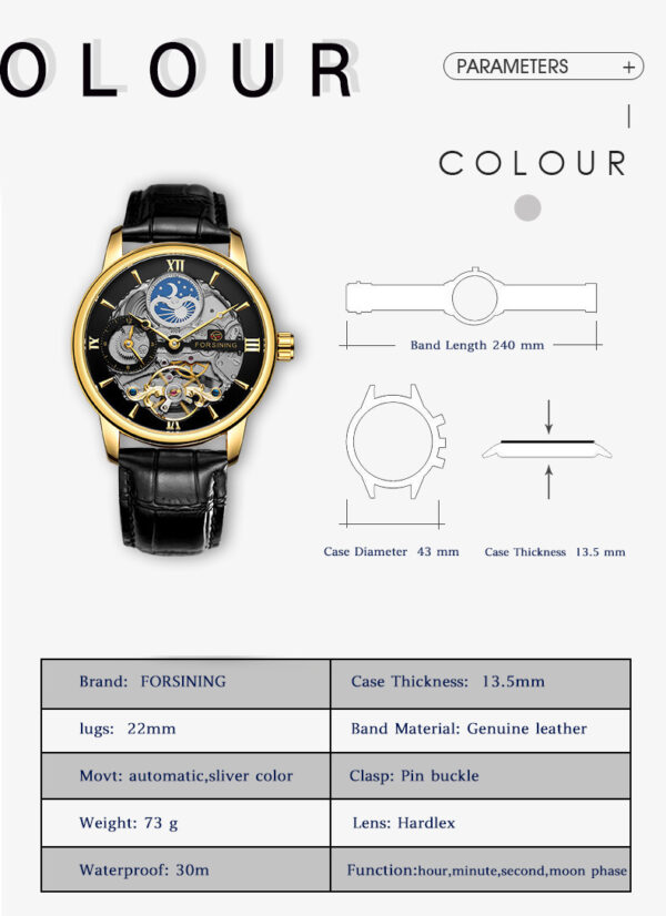 Casual Hollow Moon Automatic Mechanical Watch - Image 9