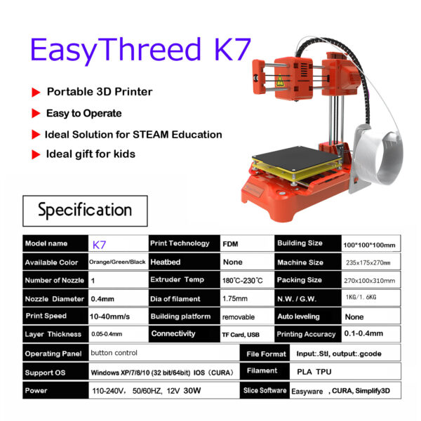 Desktop Portable Student Getting Started For Children 3D Printer K7 - Image 3