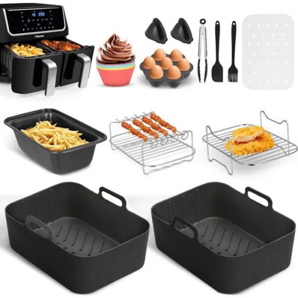 Air Fryer Accessories Suit Silicone Liner Grill Rack Steamer - Image 2
