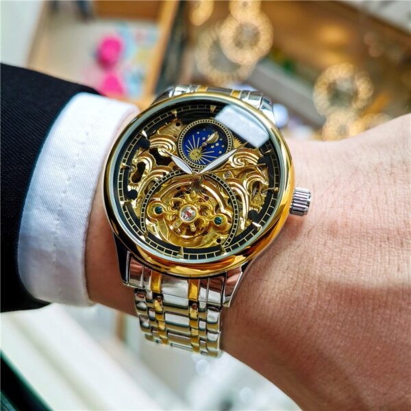 Men's Luminous Hollow Out Fully Automatic Mechanical Watch - Image 4