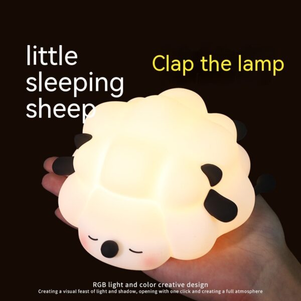 Cute Silicone Night Lights Sheep Cartoon Bedroom Lamp For Children's Room Decor Rechargeable Timing Dimming Sleep Night Light - Image 7