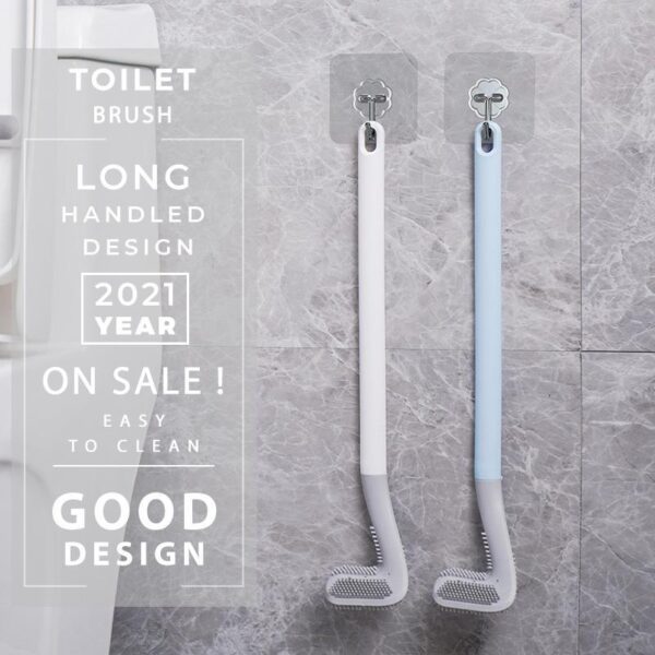 Golf Toilet Brush Wall-Mounted Cleaning Tools Silicone Flexible Bristles Brush Bathroom WC Accessories Cleaning Brush Tools - Image 3