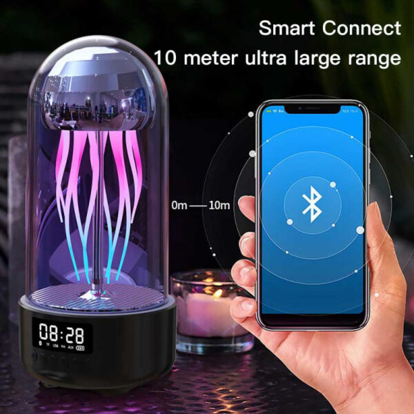 Creative 3in1 Colorful Jellyfish Lamp With Clock Luminous Portable Stereo Breathing Light Smart Decoration Bluetooth-compatible Speaker - Image 4
