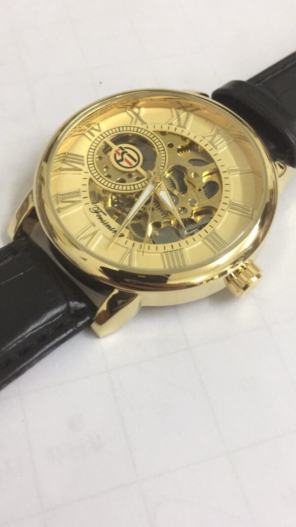 Hollow Mechanical Skeleton Transparent Style Leather Wrist Watch - Image 9