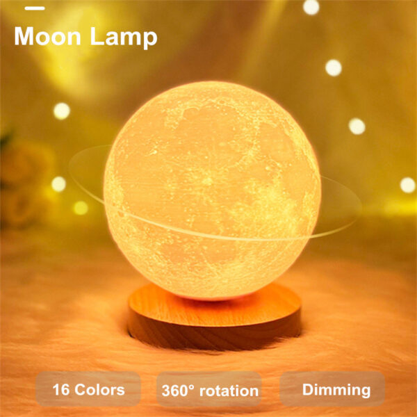 Creative 3D Magnetic Floating Levitating Moon Lamp Touch Control 3 Color Moon Light Lunar Night Light For Home Office Room Decor - Image 2