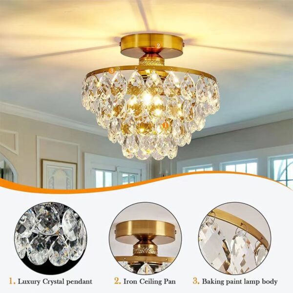 American Light Luxury Crystal Lamp Dining Room Bedroom Entrance - Image 3
