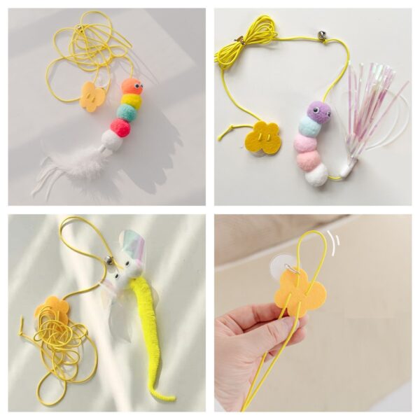 Cat Toys Simulated Caterpillar Cute Toys Funny Self-hey Interactive Toy Rope Grabbing Mouse Telescopic Hanging Cat Pet Supplies - Image 2