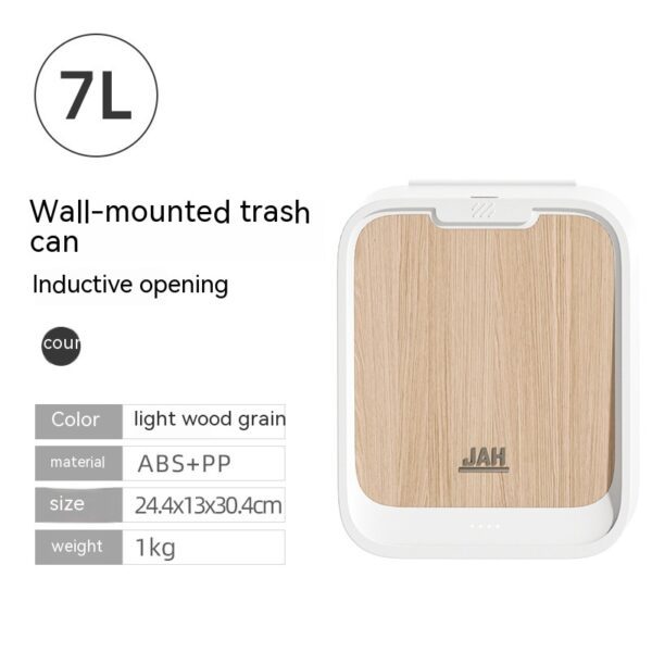 Light Luxury Kitchen Inductive Ashbin Wall Hanging Household Toilet With Lid Wood Grain Smart Hanging Storage - Image 9
