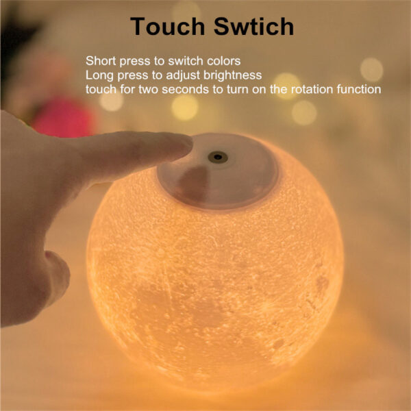Creative 3D Magnetic Floating Levitating Moon Lamp Touch Control 3 Color Moon Light Lunar Night Light For Home Office Room Decor - Image 4