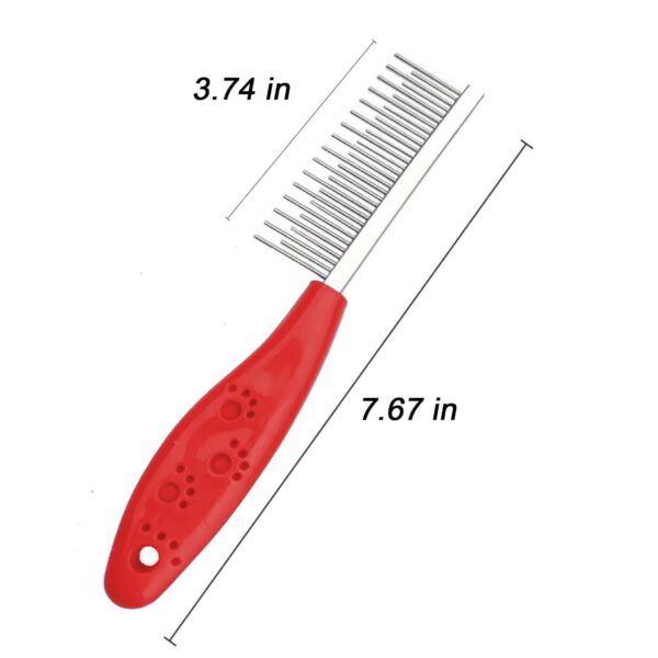 Dog Or Cat Comb Grooming With Short And Long Teeth Dematting Knots Tangles Remover Combs Detangler Tool Suitable For Dogs Cats Poodle HorseStainless Steel Pin - Image 2