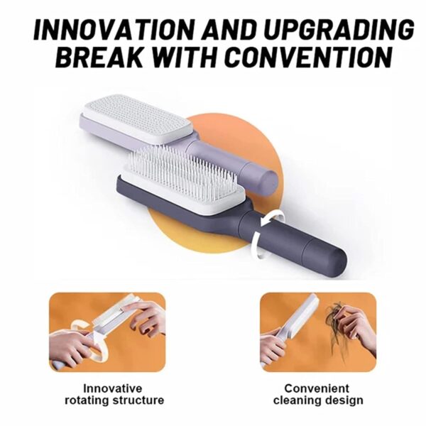 4 In 1 Self Cleaning Hair Brush New Self-Cleaning Anti-Static Massage Comb Scalable Rotate Lifting Self Cleaning Hairbrush - Image 10