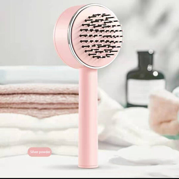 3D Air Cushion Massager Brush With Retractable Bristles Self Cleaning Hair Brush Massage One-key Self-cleaning Hair Brush Anti-Static Airbag Massage Comb For Women Curly Hair Brush - Image 2
