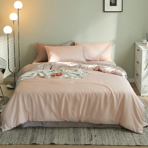 Summer Light Luxury Pure Color Tencel Four-piece Set Simple Ice Silk Cool Feeling Silky - Image 3