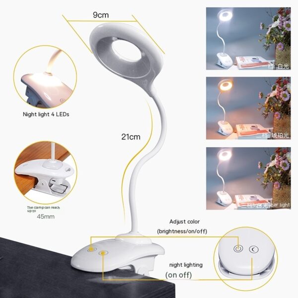 Desk Clip Reading Lamp Long Arm Usb Touch Ambience Light - Image 2