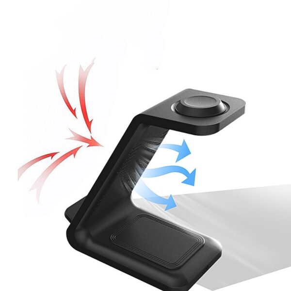 3-in-1 Multi-functional Upright Mobile Phone Holder Dual Coil Wireless Charger - Image 2