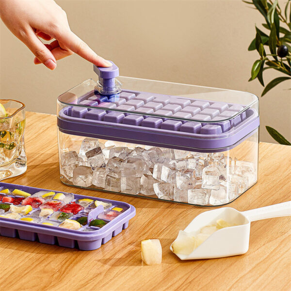 One-button Press Type Ice Mold Box Plastics Ice Cube Maker Ice Tray Mold With Storage Box With Lid Bar Kitchen Accessories - Image 8
