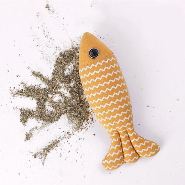 Burlap Fish Catnip Cat Toy, Throw Pillow, Teething Cat Toy, Fancy Cat Toy, Tough Bite, Sturdy Cat Toys Catnip Crinkle Sound Toys Soft And Durable, Interactive Cat Kicker Toys For Indoor Kitten - Image 4