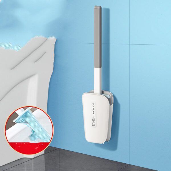 Toilet Brush Household No Dead Corner Bathroom With Bucket Wall Mounted - Image 3