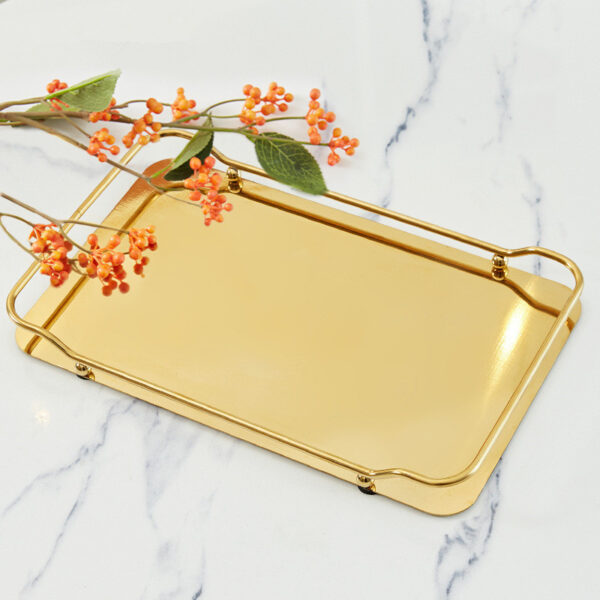 Light Luxury Style Nordic Golden Rectangular Tray Living Room Tea Home Dining Table Storage Products - Image 4