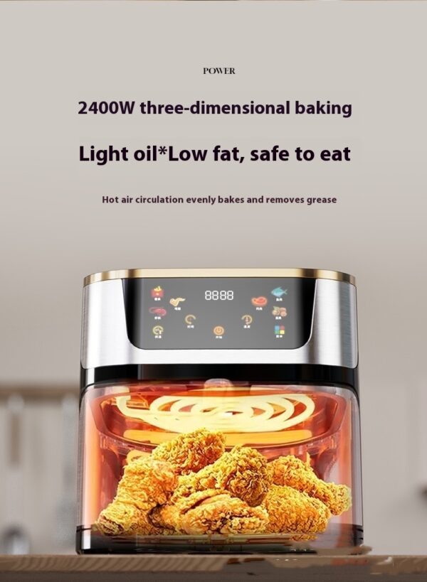 12L English Large Capacity Visible Stainless Steel Household Air Fryer - Image 5
