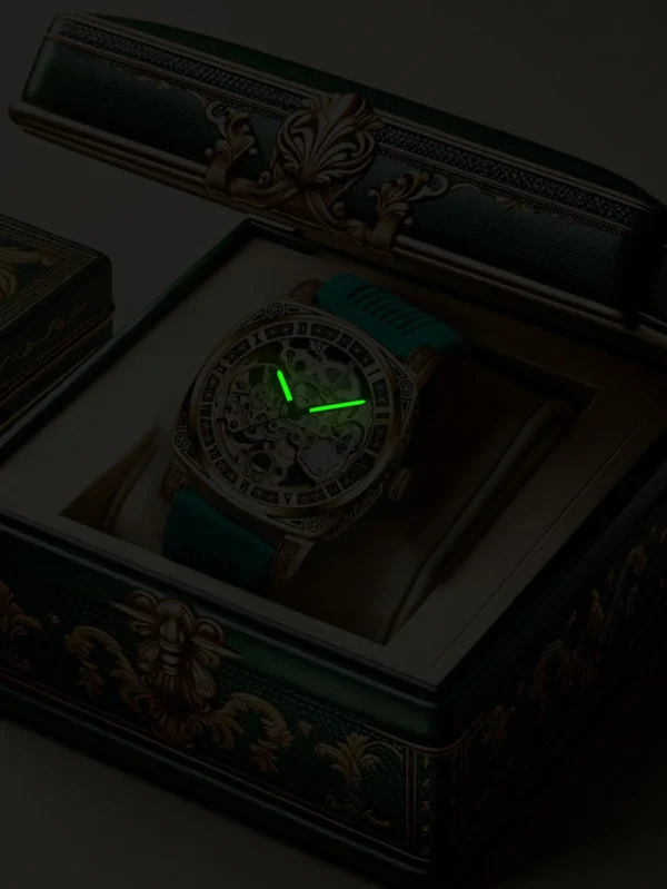 New Business retro style men's mechanical watch exquisite hollowed out dial luminous silicone strap Man mechanical wristwatch - Image 6