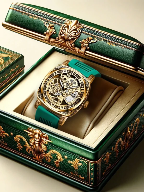 New Business retro style men's mechanical watch exquisite hollowed out dial luminous silicone strap Man mechanical wristwatch
