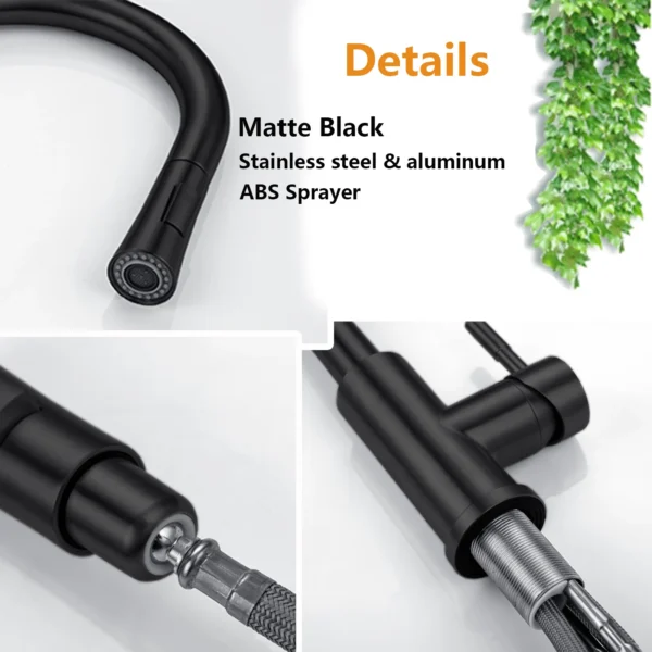 Pull Out Sensor Black Kitchen Faucet Sensitive Touch Control Faucet Mixer For Kitchen Touch Sensor Kitchen Mixer Tap - Image 6