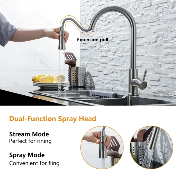 Pull Out Sensor Black Kitchen Faucet Sensitive Touch Control Faucet Mixer For Kitchen Touch Sensor Kitchen Mixer Tap - Image 4