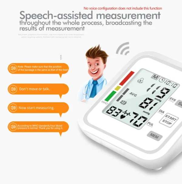 KIUZOU Digital LCD arm tensiometers Blood Pressure Monitor Heart rate Meter Large Cuff Sphygmomanometer Portable Tonometer - Image 5
