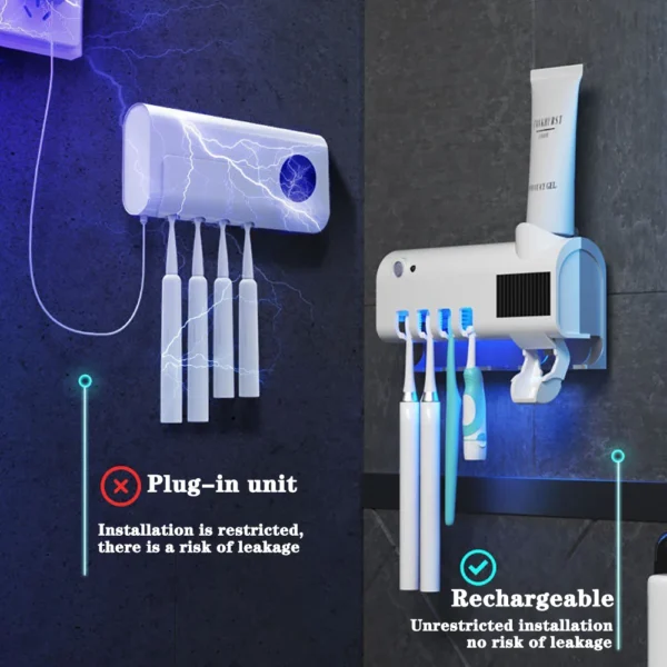 Toothbrush Holder Toothpaste Dispenser Solar Energy Bathroom Toothbrush Storage Box Multi-function Storage Holder USB Charge - Image 5