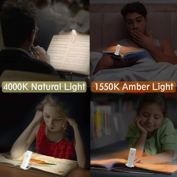 USB Rechargeable Book Reading Light Brightness Adjustable LED Clip on Book Light Eye Care Book Lamp for Kids Read Light - Image 4