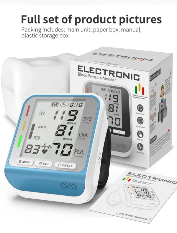Kiuzou Automatic Digital Wrist Blood Pressure Monitor Sphygmomanometer Tonometer Tensiometer Heart Rate Pulse Meter BP Monitor - Image 6