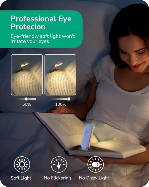 Book Light LED USB Rechargeable Reading Light Eye Protection Night Light Portable Clip Desk Light Bookmark Read Light - Image 2