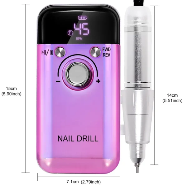 45000RPM Rechargeable Electric Nail Drill Machine Professional Nail Drills for Gel Nails Polish Portable Nail File Manicure Tool - Image 6