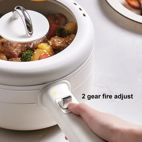 2L Large Capacity Hot Pot Home Electric Cooking Pot Non-stick Frying Pan With Steamer Multi-functional Pot Baby Food Pot 220V - Image 4