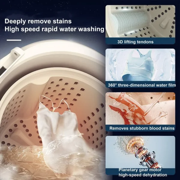 220V Home Washing Machine Multi-function Socks Underwear Baby Clothes Mini Auto Washing Drying Machine Fast Dehydration Machine - Image 3